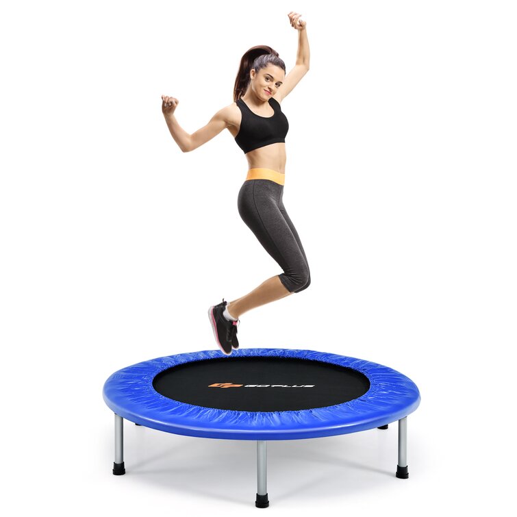 Costway round exercise jumping trampoline with safety pad new arrivals